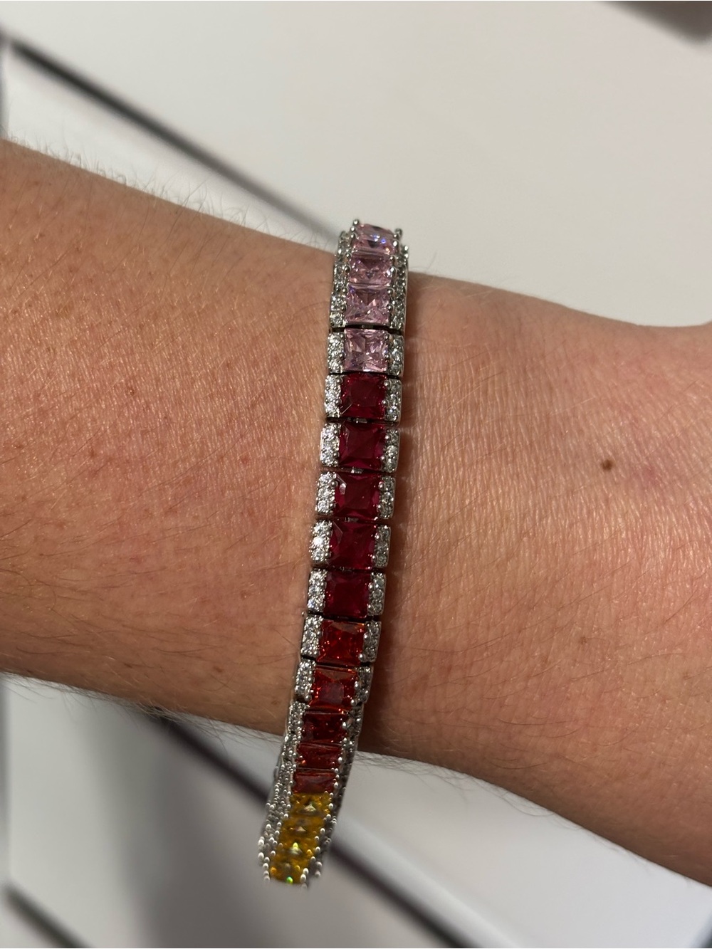 Multi-Color Crystal Tennis Bracelet - Picture 4 of 7